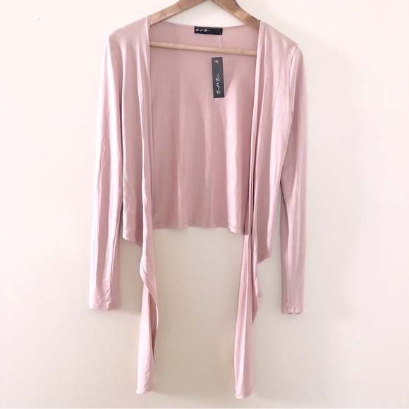 Brit & Bri Pink Wrapped Crop Top Plunge Neck Women’s Size Small - Picture 4 of 9